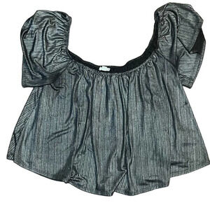 Anthropologie‎ Ecote Black Metallic Flowy Crop Top Size Small